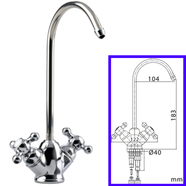 Rubinetteria Beverino 2 Vie Rubinetto Beverino 2 con Pomelli Stella Cromato - AqaLight Depuratori Acqua Milano e Monza