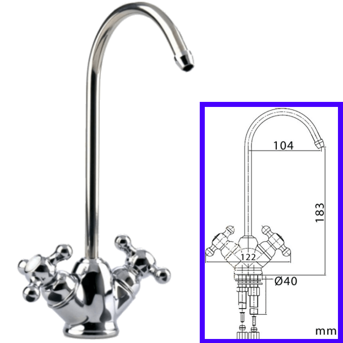 Rubinetteria Beverino 2 Vie Rubinetto Beverino 2 con Pomelli Stella Cromato - AqaLight Depuratori Acqua Milano e Monza