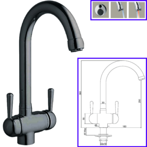 Rubinetteria Beverino 3 Vie Miscelatore 3 Vie Cigno Colorato - AqaLight Depuratori Acqua Milano e Monza