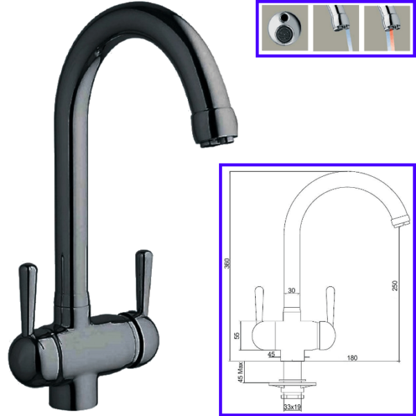 Rubinetteria Beverino 3 Vie Miscelatore 3 Vie Cigno Colorato - AqaLight Depuratori Acqua Milano e Monza