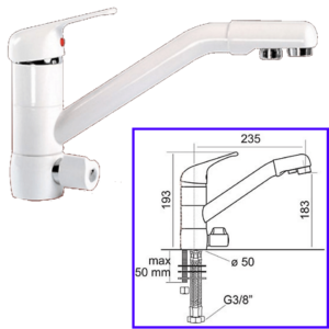Rubinetteria Beverino 3 Vie Miscelatore 3 Vie Classic New Bianco - AqaLight Depuratori Acqua Milano e Monza