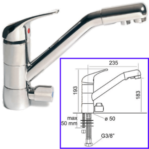 Rubinetteria Beverino 3 Vie Miscelatore 3 Vie Classic New Cromato - AqaLight Depuratori Acqua Milano e Monza