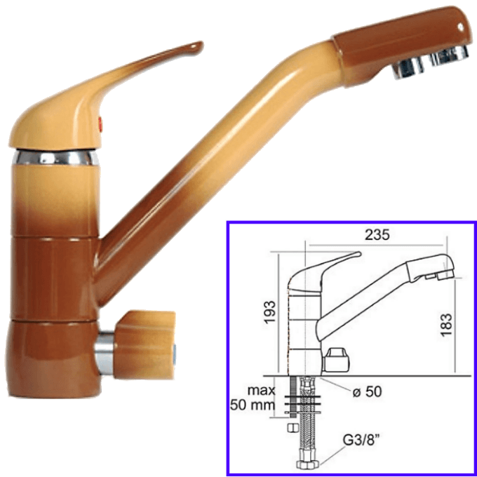 Rubinetteria Beverino 3 Vie Miscelatore 3 Vie Classic New Terra di Francia - AqaLight Depuratori Acqua Milano e Monza