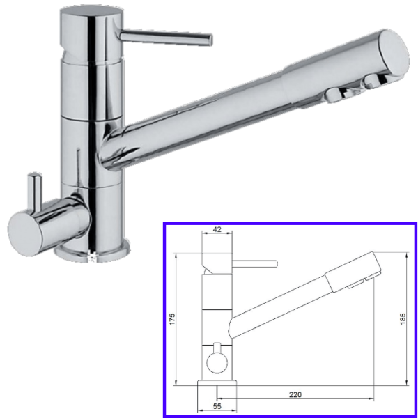 Rubinetteria Beverino 3 Vie Miscelatore 3 Vie Separate Luxe Cromato - AqaLight Depuratori Acqua Milano e Monza