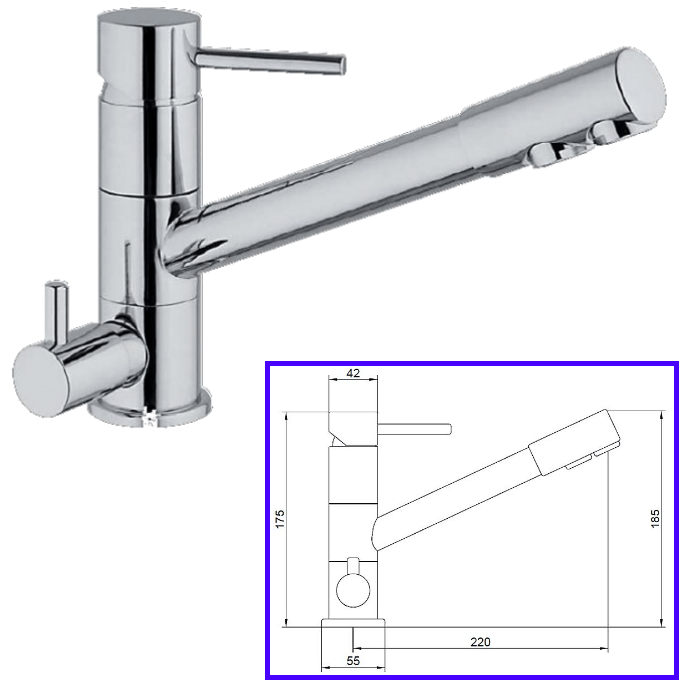 Rubinetteria Beverino 3 Vie Miscelatore 3 Vie Separate Luxe Cromato - AqaLight Depuratori Acqua Milano e Monza