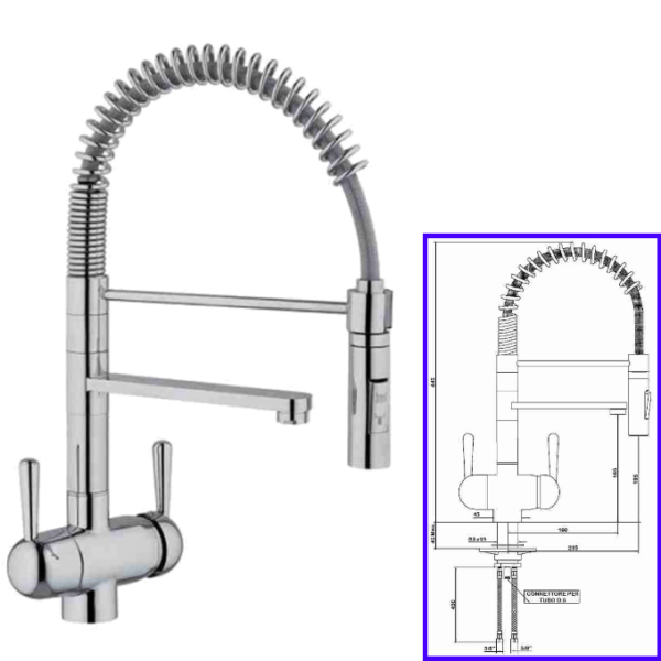 Rubinetteria Beverino 3 Vie Miscelatore 3 Vie Separate Spring 3 Cromato - AqaLight Depuratori Acqua Milano e Monza
