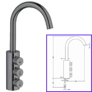 Rubinetteria Beverino 3 Vie Rubinetto Beverino 3 Vie Cigno Colorato con Pomelli - AqaLight Depuratori Acqua Milano e Monza