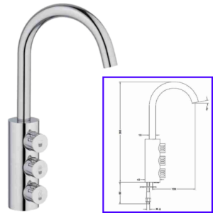 Rubinetteria Beverino 3 Vie Rubinetto Beverino 3 Vie Cigno Cromato con Pomelli - AqaLight Depuratori Acqua Milano e Monza