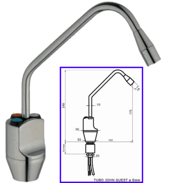 Rubinetteria Beverino 3 Vie Rubinetto Beverino 3 Vie con Pulsanti Elettronici Colorato e Cromato 1 - AqaLight Depuratori Purificatori Osmosi Acqua Milano e Monza