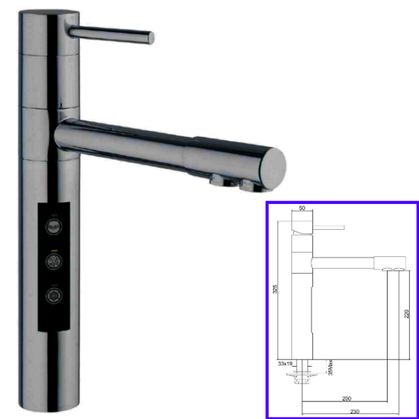 Rubinetteria Beverino 5 Vie Miscelatore 5 Vie Separate Electronic Colorato - AqaLight Depuratori Purificatori Osmosi Acqua Milano e Monza
