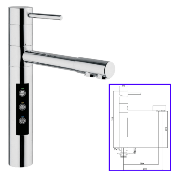 Rubinetteria Beverino 5 Vie Miscelatore 5 Vie Separate Electronic Cromato - AqaLight Depuratori Purificatori Osmosi Acqua Milano e Monza