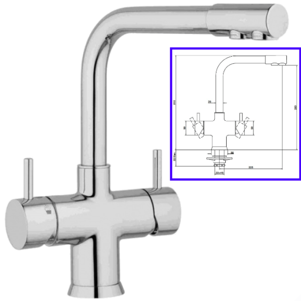 Rubinetteria Beverino 5 Vie Miscelatore 5 Vie Separate Elegant Cromato - AqaLight Depuratori Purificatori Osmosi Acqua Milano e Monza
